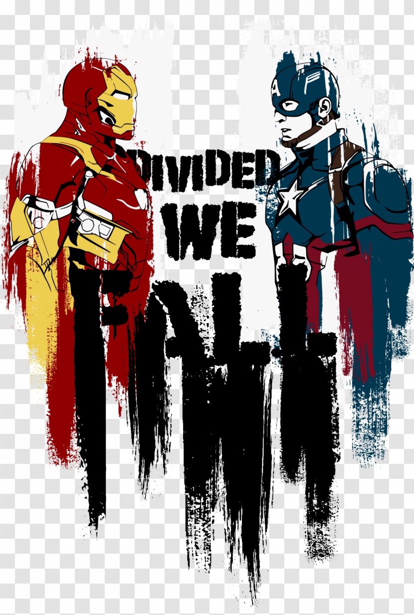 Captain America Thor Superhero United We Stand, Divided Fall Fan Art - Civil War Transparent PNG