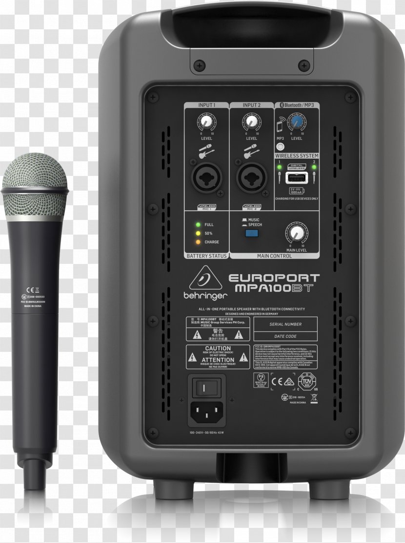 Microphone BEHRINGER MPA30BT Public Address Systems Loudspeaker - Flower - Amplifier Headset Wireless System Transparent PNG