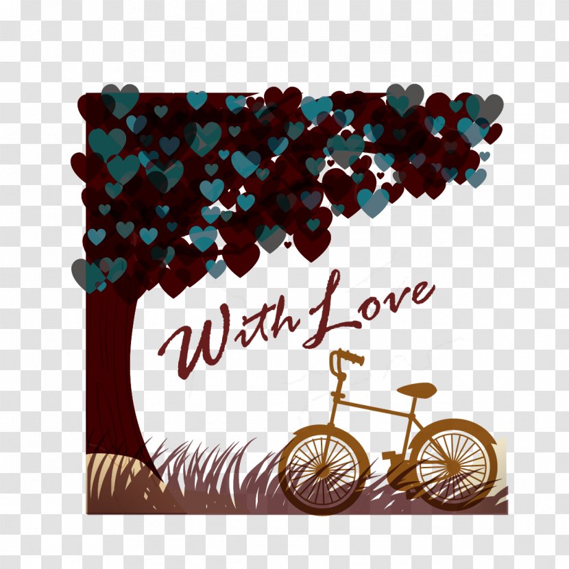 Tree Bicycle Adobe Illustrator - Petal - Vector Heart And Bicycles Transparent PNG