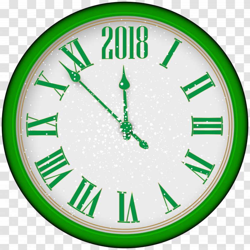 New Year Clock Clip Art - Royaltyfree - 2018 Green Tree Transparent PNG