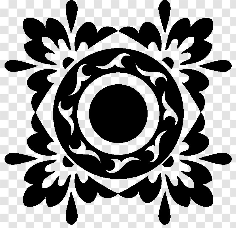 Flower Line Art - Black M - Symbol Style Transparent PNG