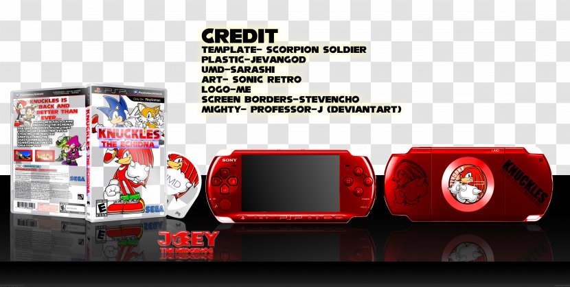 PSP PlayStation Display Advertising Portable Game Console Accessory - Red - Knuckles The Echidna Transparent PNG