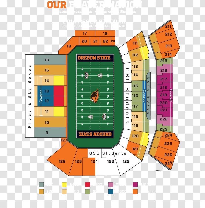 Reser Stadium Oregon State Beavers Football Ohio Seating Chart - Diagram Transparent PNG