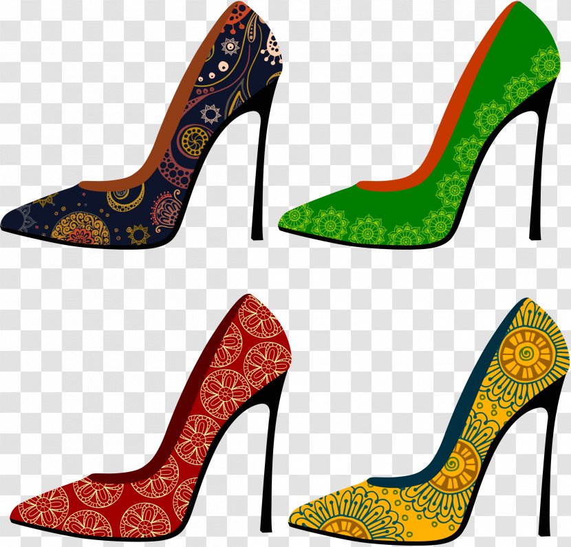 High-heeled Footwear Shoe Fashion - Stockxchng - Hand-painted Painting Heels Retro Range Transparent PNG