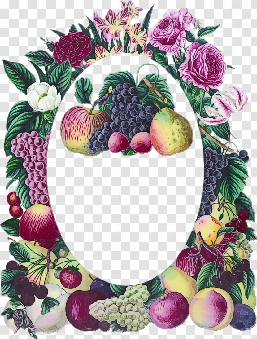 Watercolor Flower Wreath - Vegetarian Food - Vitis Interior Design Transparent PNG