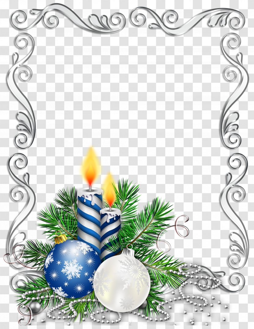 Christmas Ornament Candle Picture Frames Clip Art - Silver Frame Transparent PNG
