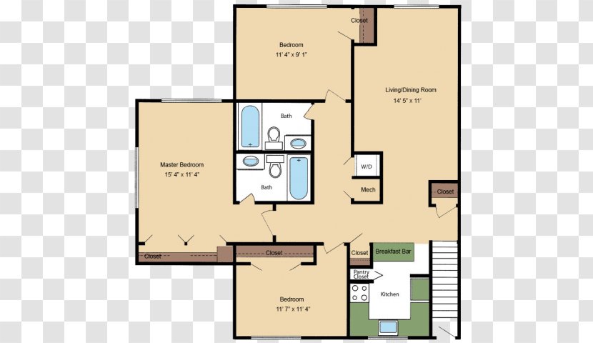 Evans Ridge Apartments Terrace Location Floor Plan - Bath Tab Transparent PNG