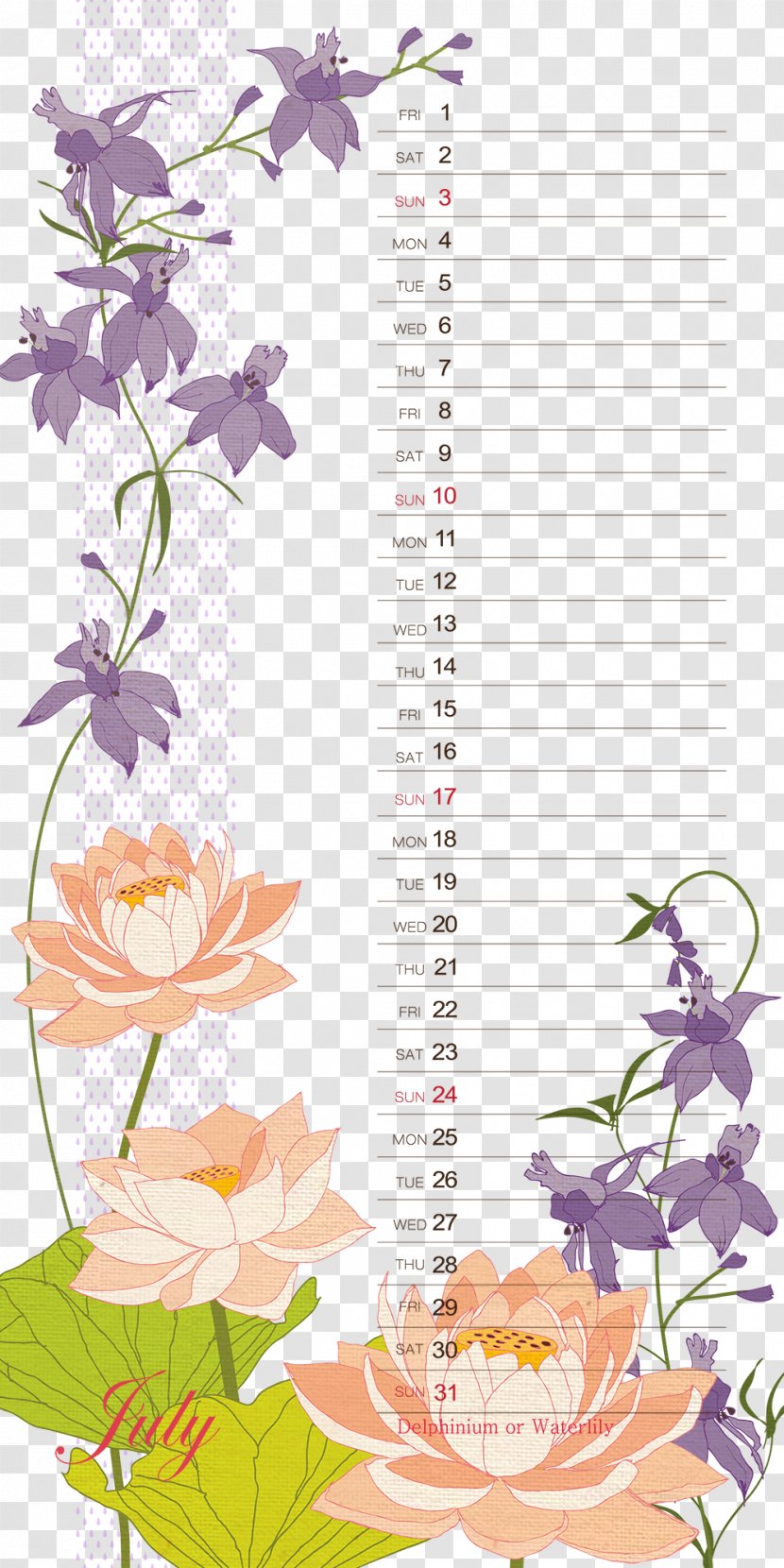 Floral Design Flower Poster Illustration - Lavender - Calendar Background Pattern Template Transparent PNG