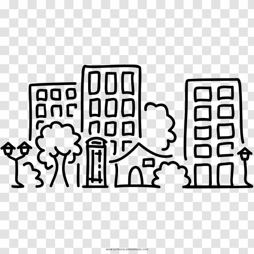 Coloring Book Drawing City Ausmalbild - White Transparent PNG