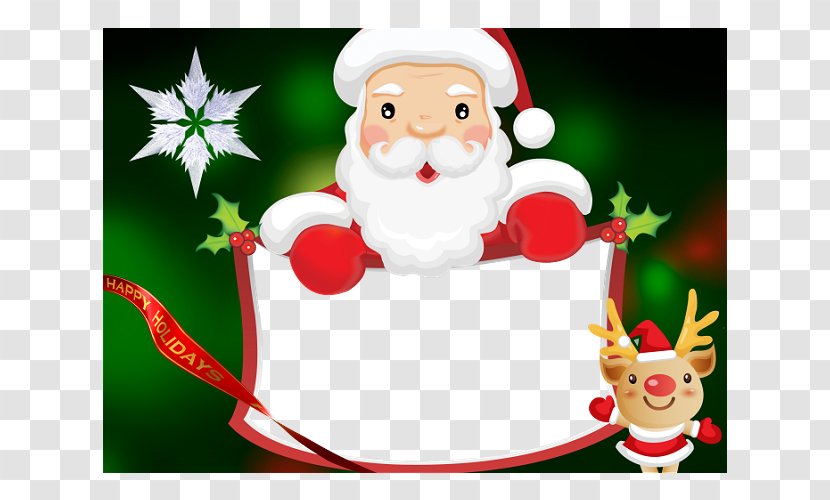 Picture Frames Christmas Card Photography - Drawing - Cartoon Santa Claus Transparent PNG