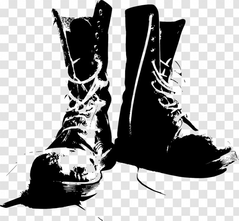 Combat Boot Soldier Military Shoe - Monochrome Transparent PNG