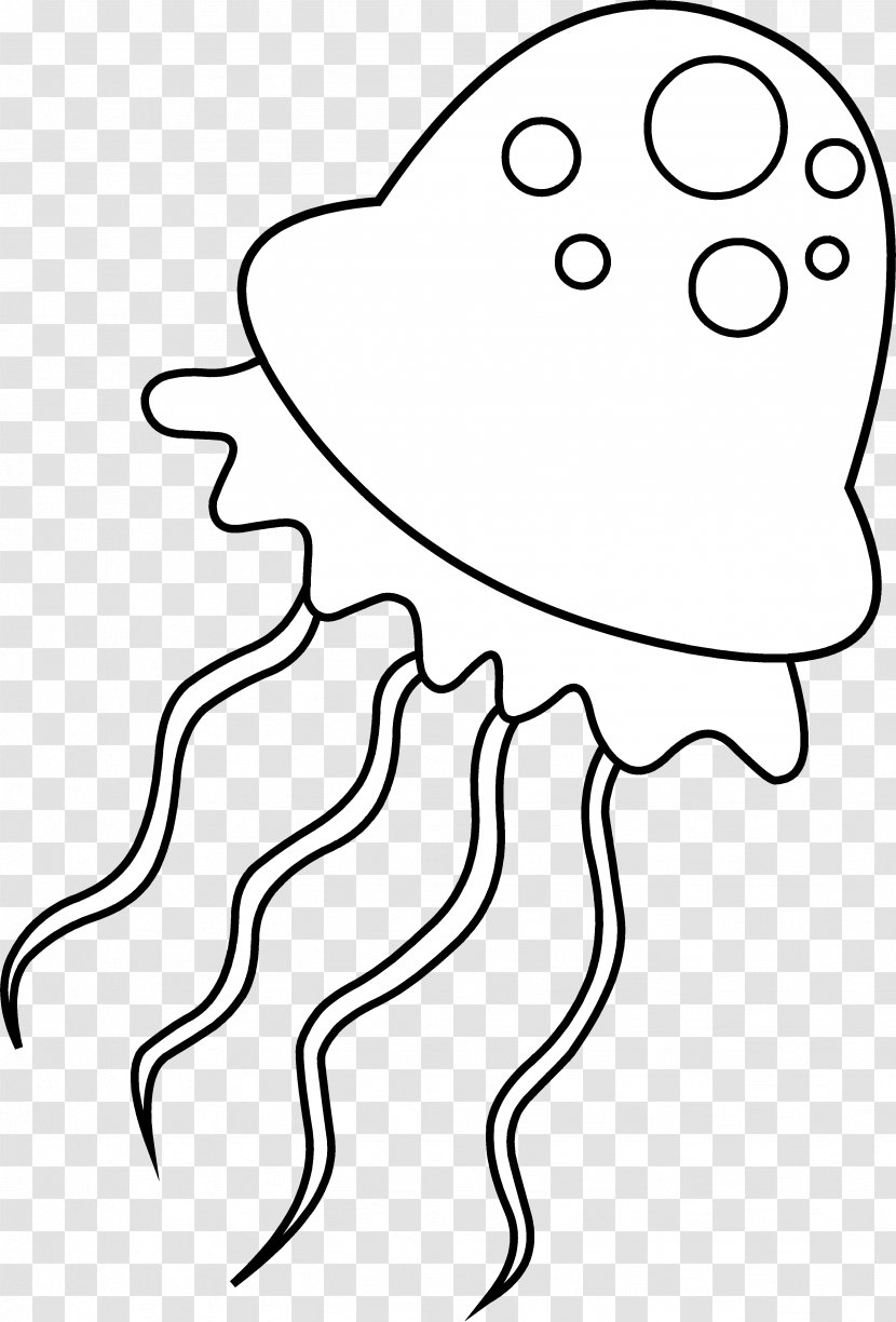 Jellyfish Black And White Clip Art - Frame - Outline Transparent PNG