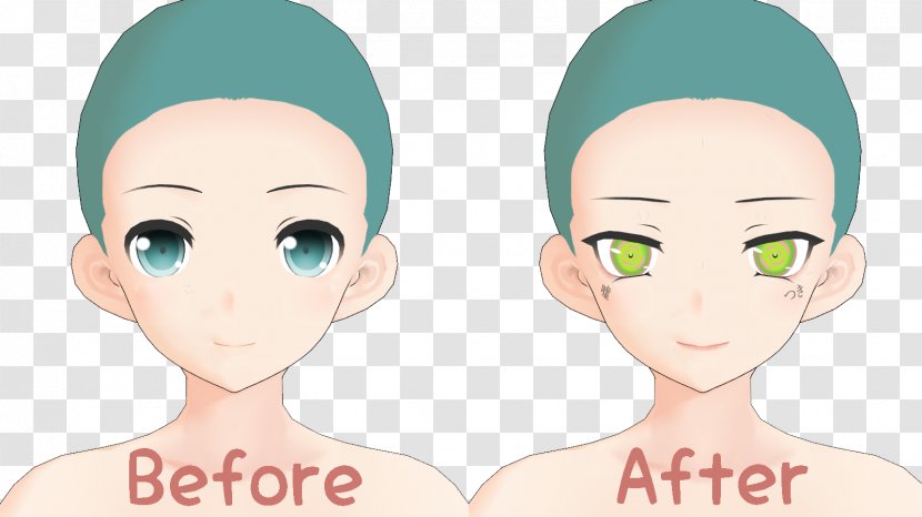 Eye Hatsune Miku MikuMikuDance Hair DeviantArt - Watercolor - Before And After Transparent PNG