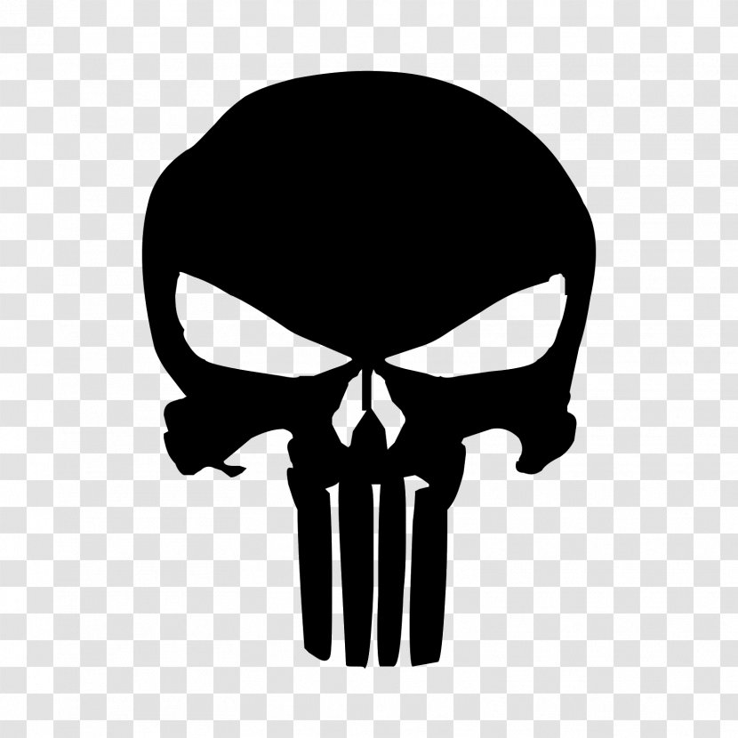 Punisher Logo Decal Sticker - Neck - Black And White Transparent PNG