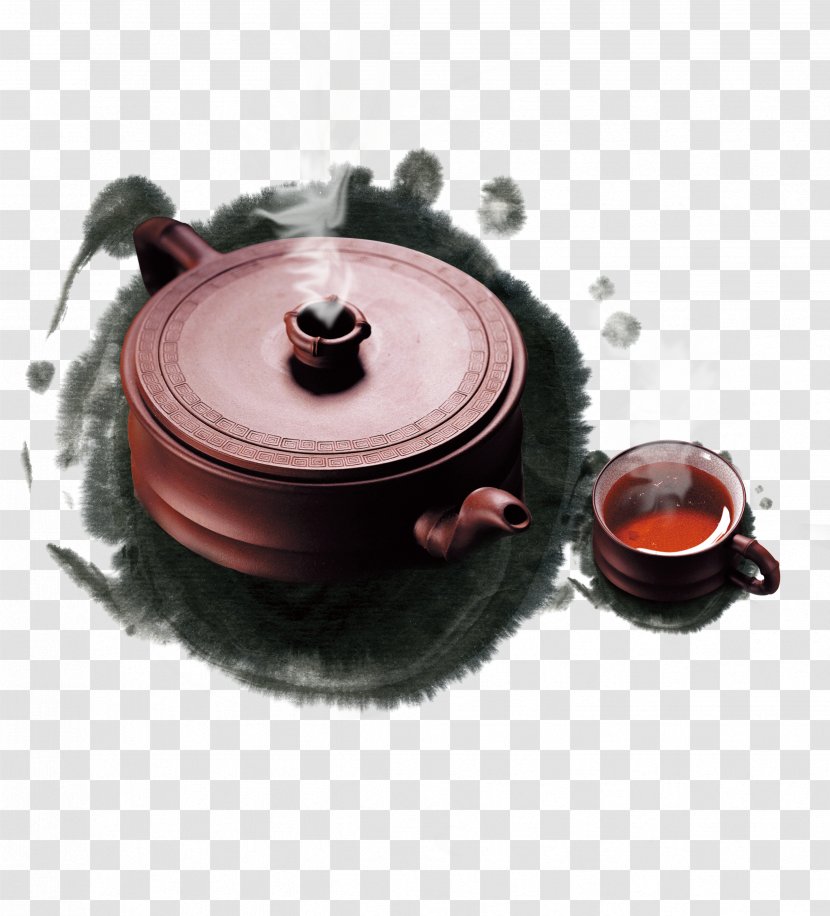 Tea Culture Ink Wash Painting Poster Transparent PNG