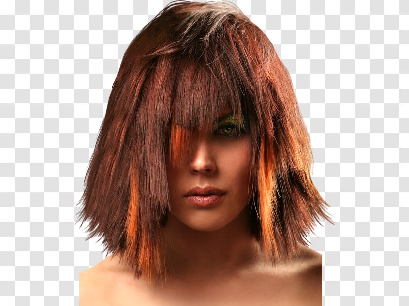 Step Cutting Feathered Hair Coloring Asymmetric Cut - Brown Transparent PNG