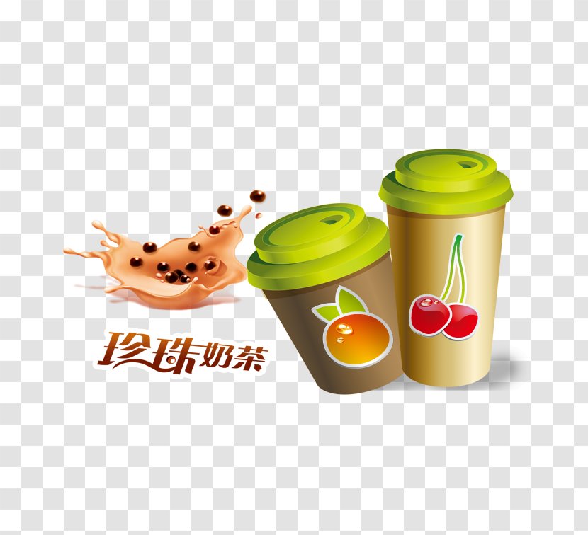 Milk Tea Bubble Cup - Coffee - Lovely Hand-painted Button Free Material Transparent PNG