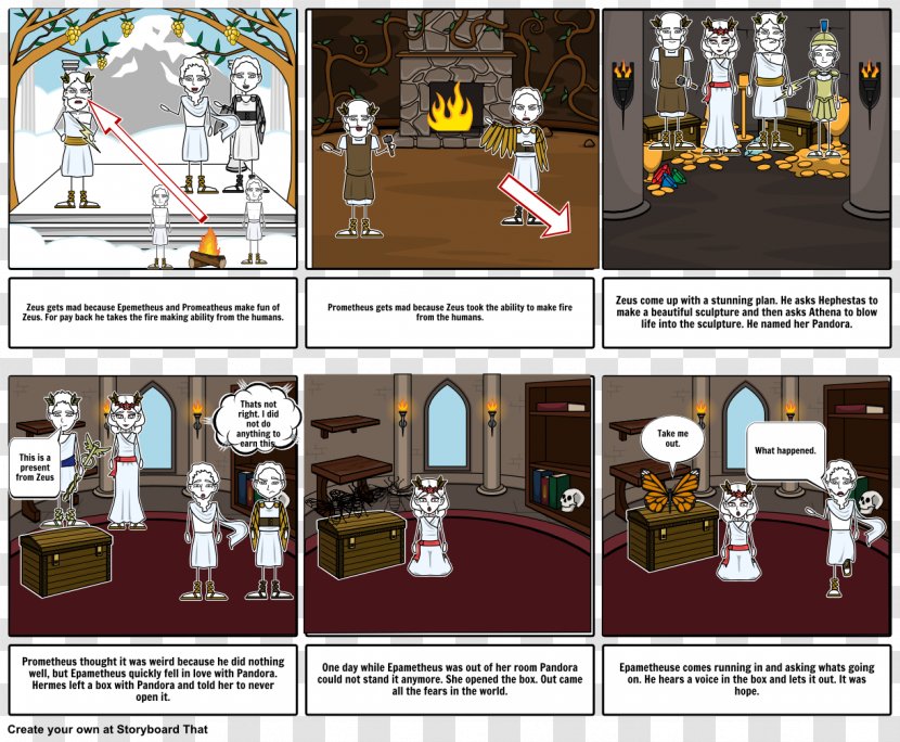 Greek Mythology Pandora's Box Comic Strip Comics - Storyboard - Pandora Cliparts Transparent PNG