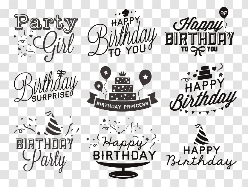 Birthday Cake Logo Gift - Text - 9 Happy Creative Word Transparent PNG