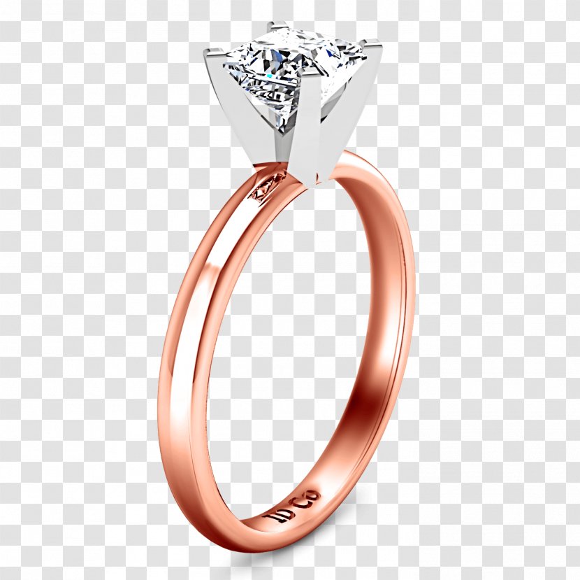 Wedding Ring Princess Cut Engagement Solitaire - Body Jewellery Transparent PNG