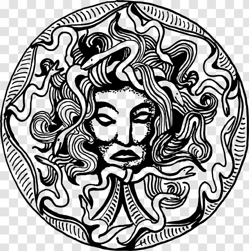 Medusa Perseus And The Gorgon Greek Mythology - Black White Transparent PNG