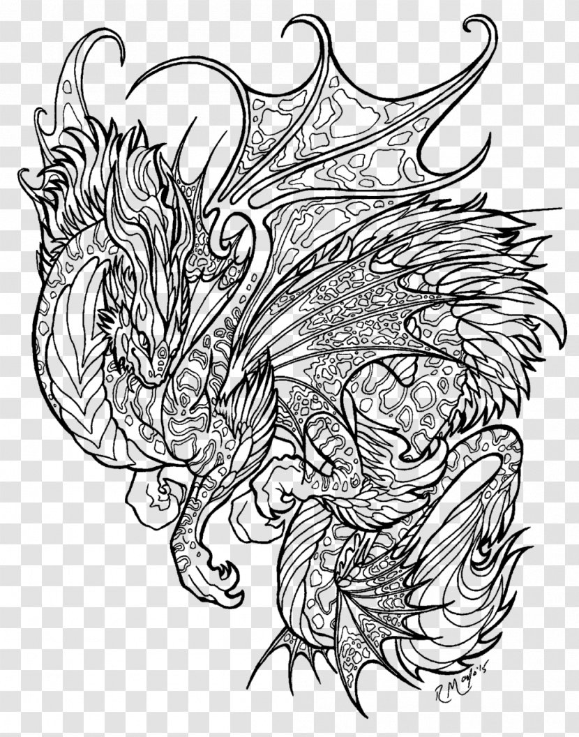 Line Art Black And White Dragon Drawing - Monochrome Photography Transparent PNG