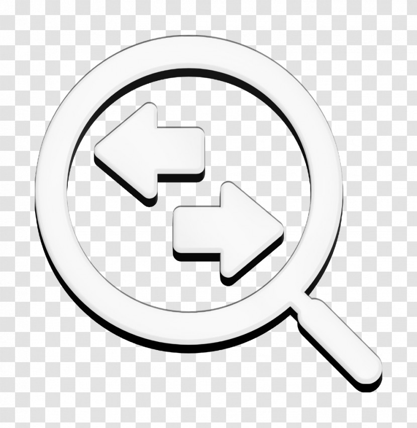 Office Set Icon Magnifying Glass With Two Way Arrows Icon Business Icon Transparent PNG