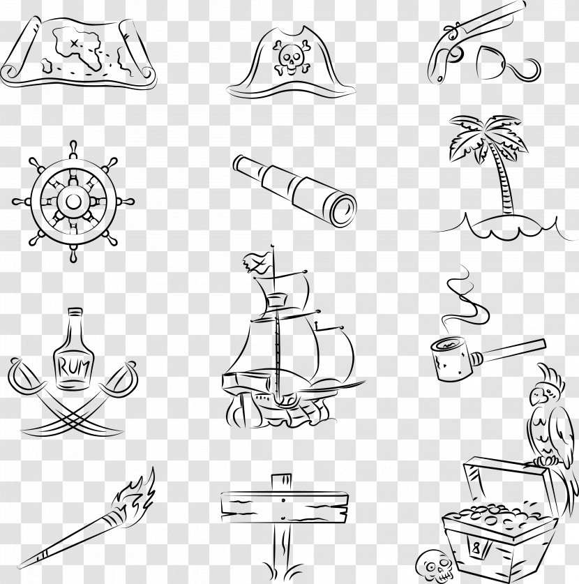 Piracy Treasure Map Jolly Roger Illustration - Technology - Vector Decorative Pirate Stick Figure Transparent PNG
