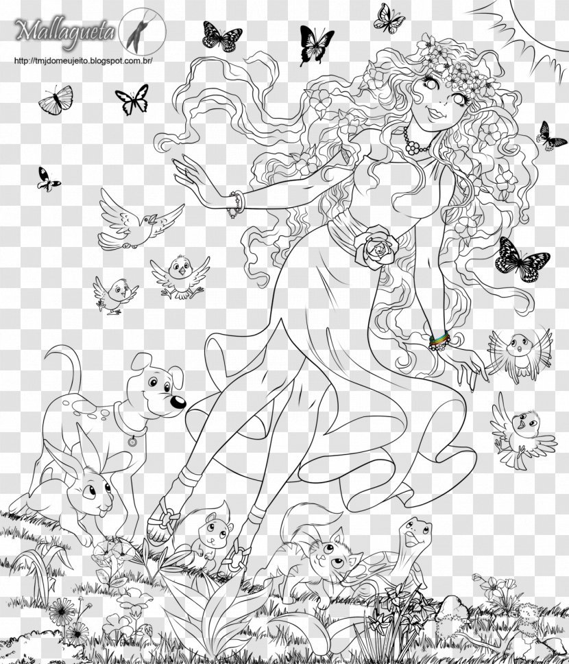 Coloring Book Line Art Drawing Black And White - Mythical Creature - Paisa Transparent PNG