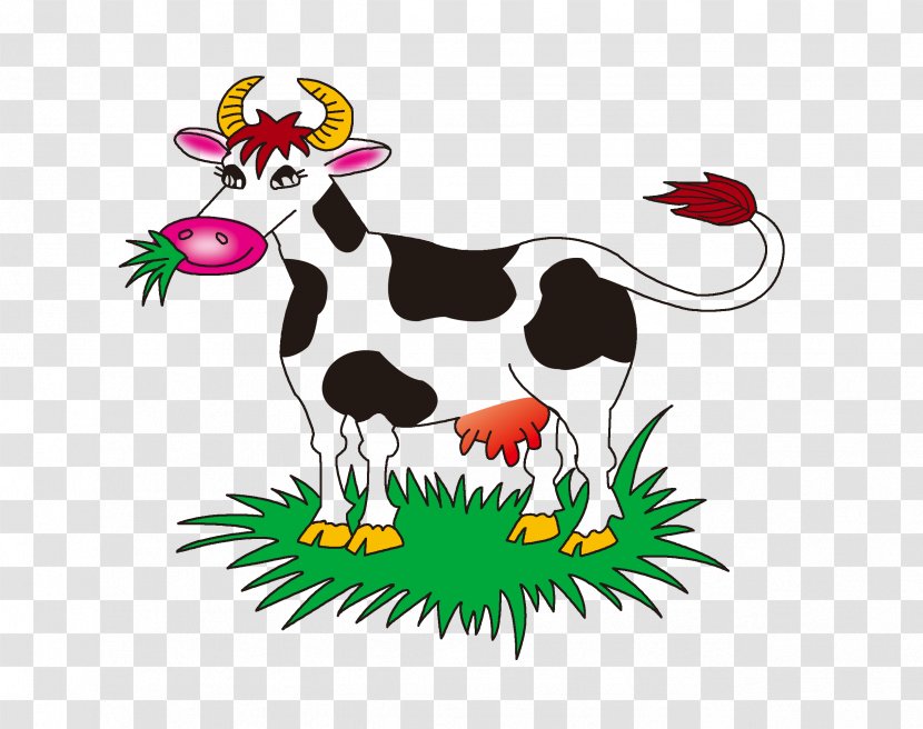 Beef Cattle Farm Eating Clip Art - Dairy - Cartoon Cow Transparent PNG