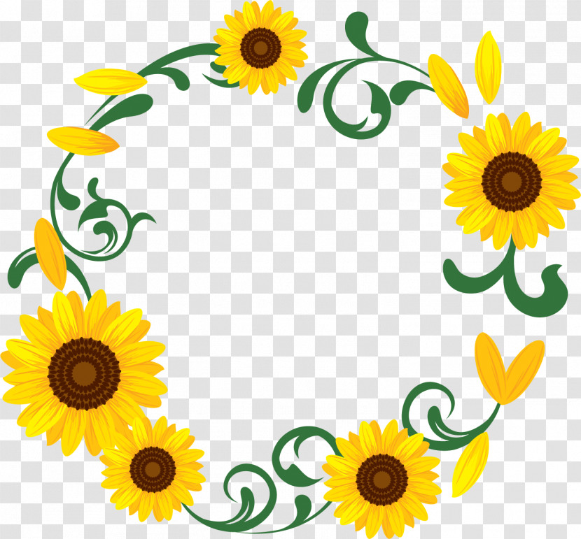 Sunflower Round Frame Sunflower Frame Floral Frame Transparent PNG