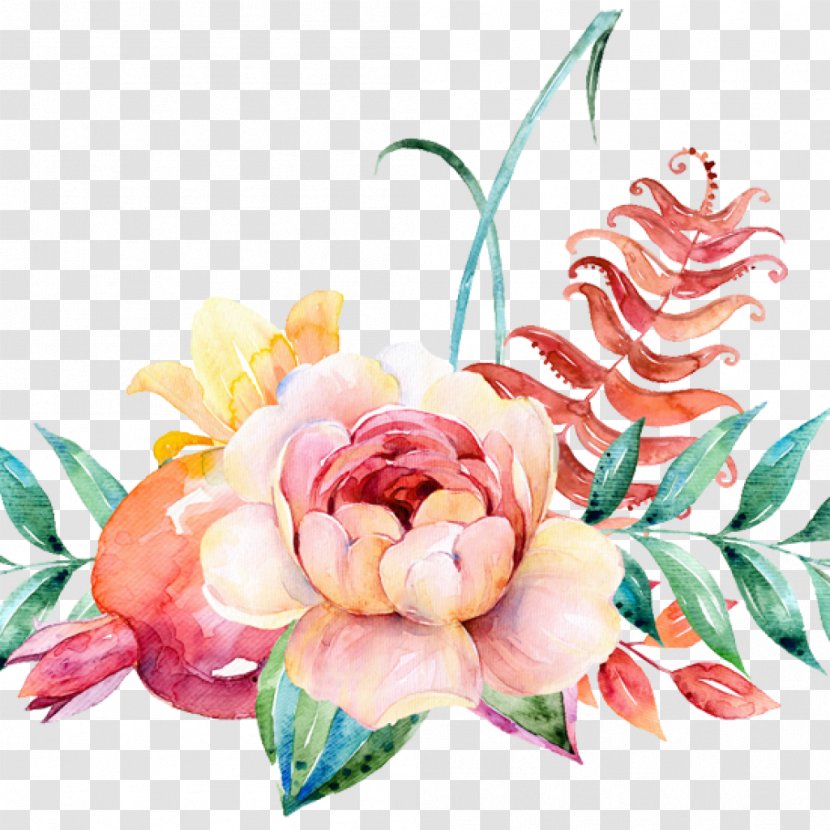 Watercolor Painting Floral Design Flower Bouquet Clip Art - Cut Flowers - Painted Psd Files Transparent PNG