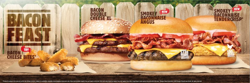 Whopper Bacon Cheeseburger Hamburger Breakfast - Fast Food - Burger King Transparent PNG