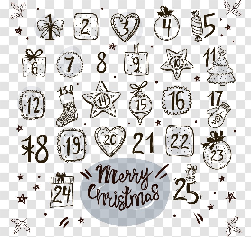 Drawing Advent Calendar Christmas Countdown - Hand-drawn Cartoon Transparent PNG