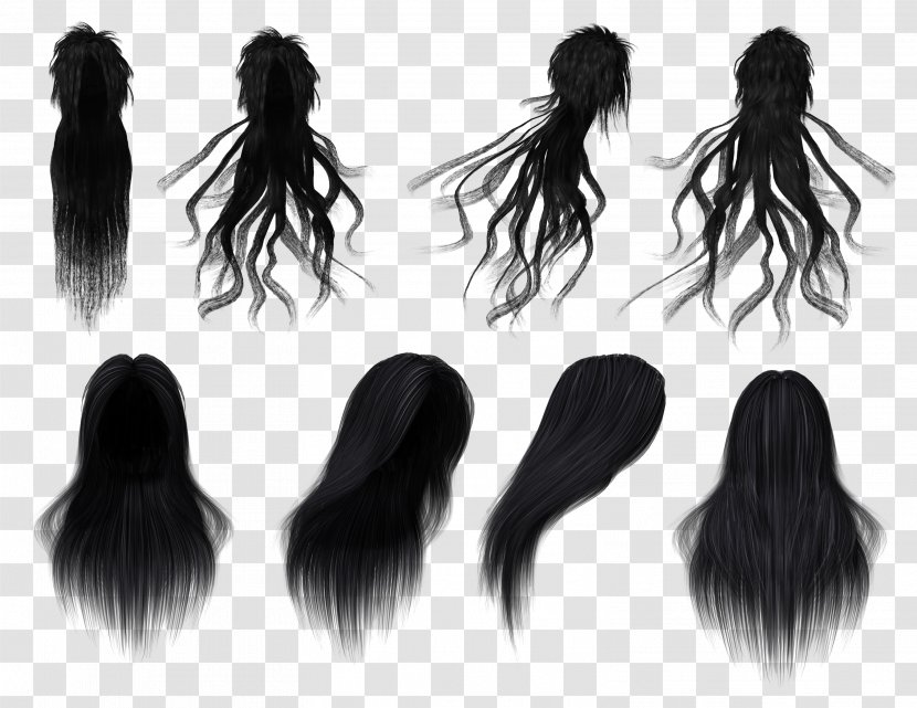 Black Hair Wig Long - Human Transparent PNG