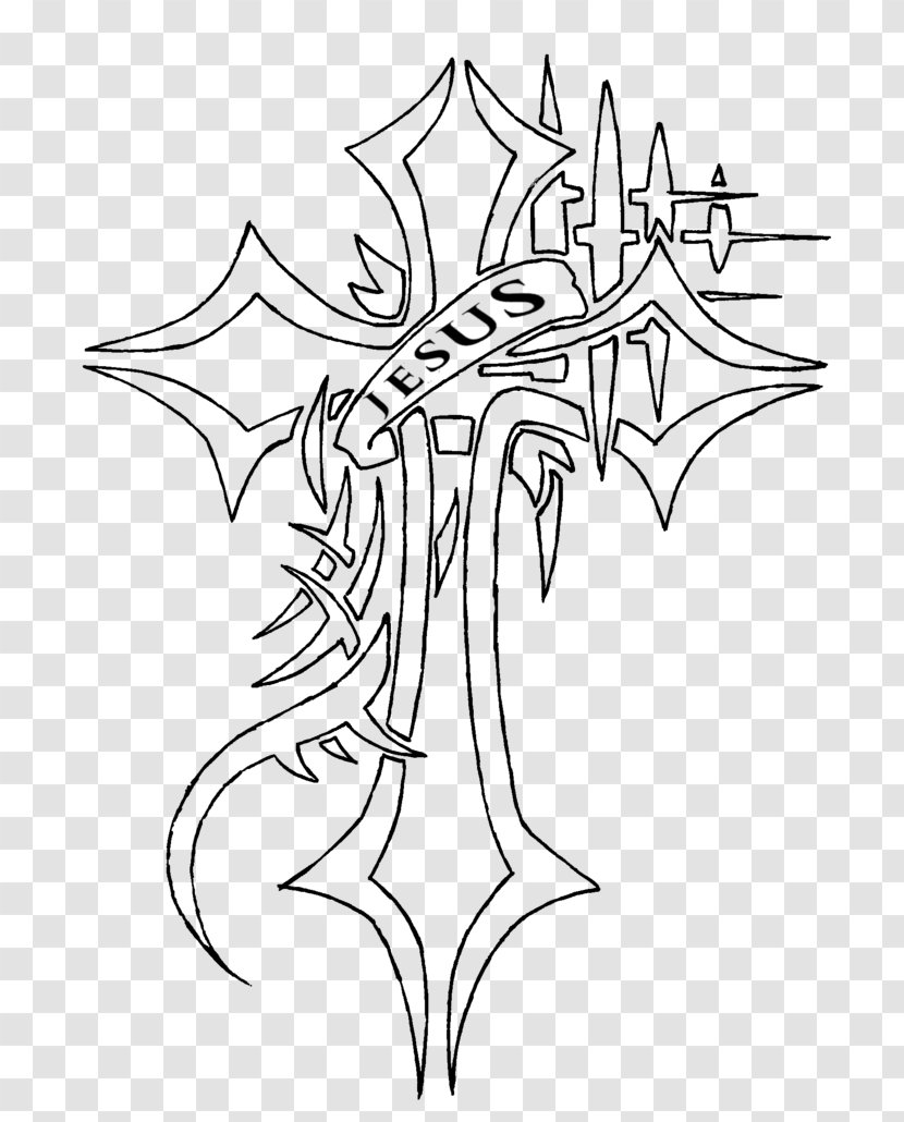 Christian Cross Tattoo Drawing Clip Art White Transparent Png