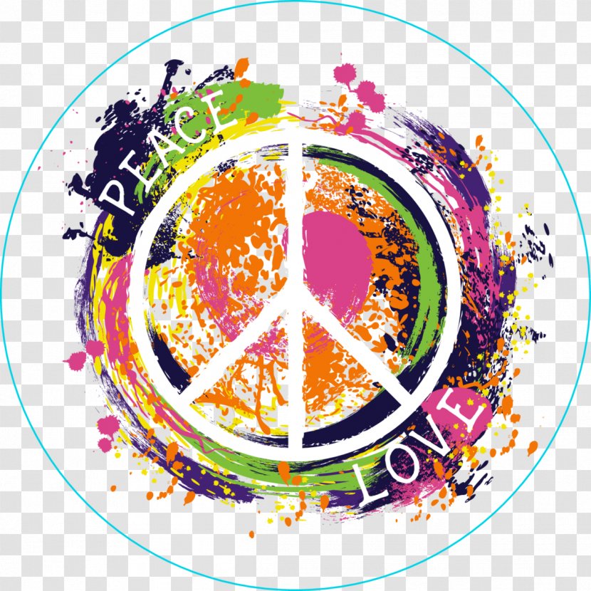 Peace And Love - Sticker Orange Transparent PNG
