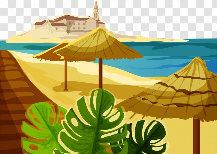 Beach Illustration - Vector Hand-painted Transparent PNG