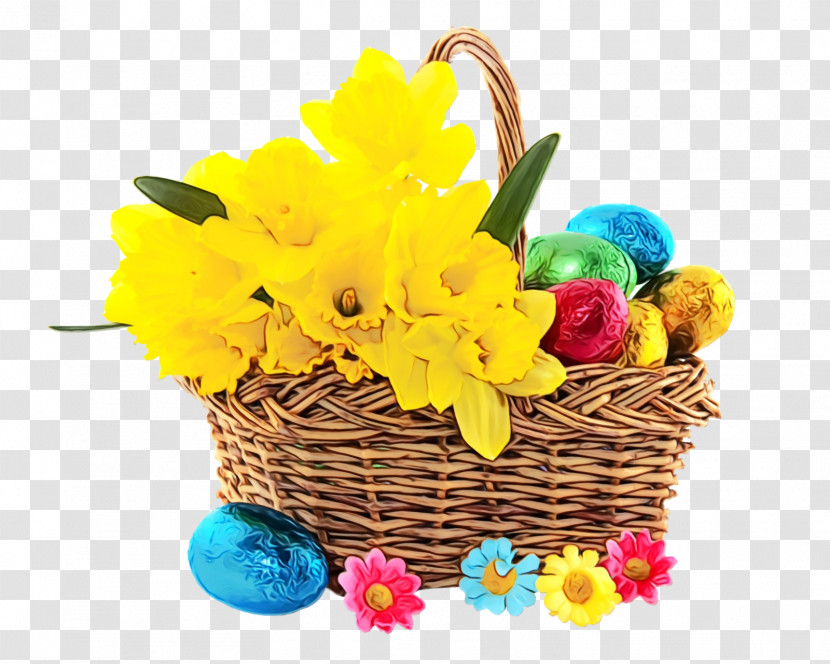 Yellow Gift Basket Easter Wicker Mishloach Manot Transparent PNG