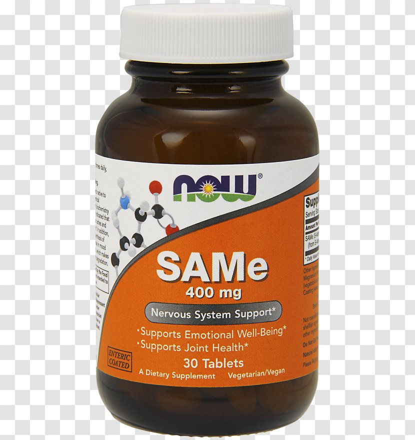 Dietary Supplement S-Adenosyl Methionine Tablet Enteric Coating Now Foods SAMe Mg - Health - Nervous System Neurotransmitters Transparent PNG