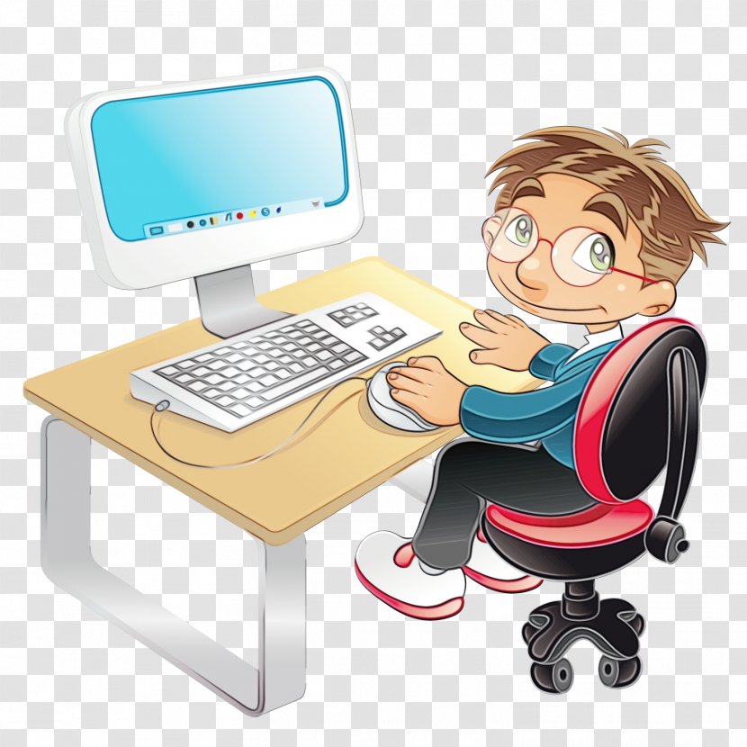 Cartoon Personal Computer Desk Output Device Clip Art - Paint - Technology Office Equipment Transparent PNG