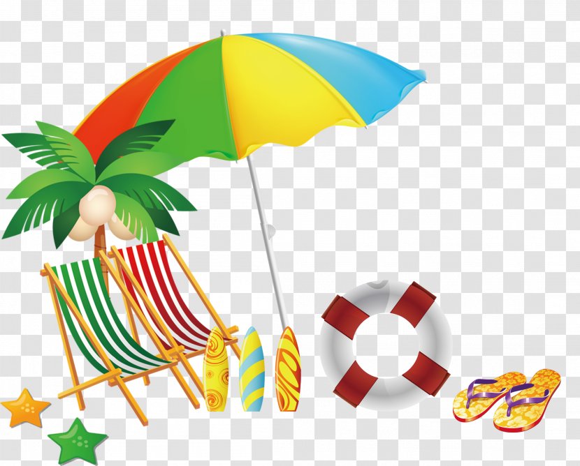Drawing Beach Clip Art - Umbrella - Cartoon Recliner Decorative Pattern Transparent PNG