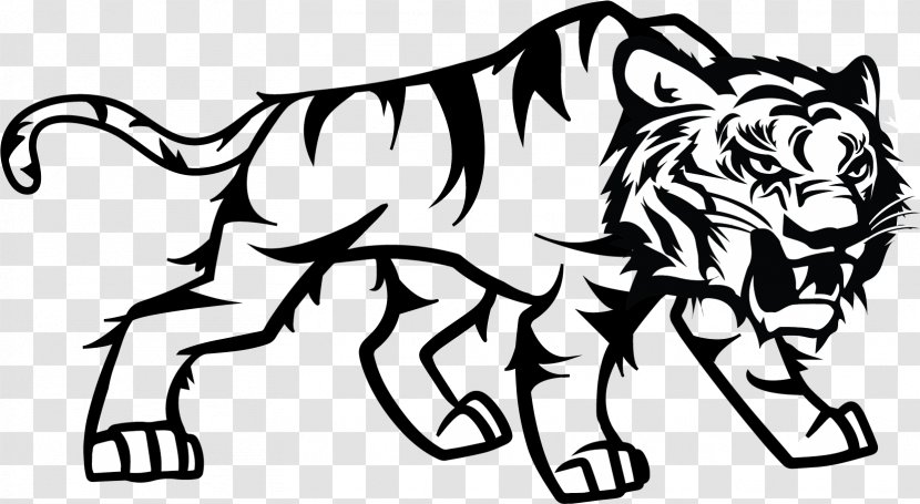 Tiger Cat Black And White Logo Lion - Carnivora Transparent PNG