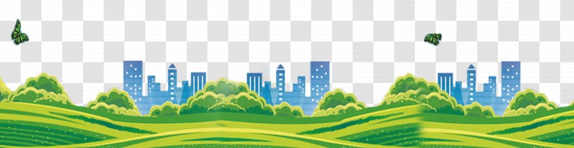 Green Building Cartoon - Designer - Hillside Grass And Buildings Transparent PNG
