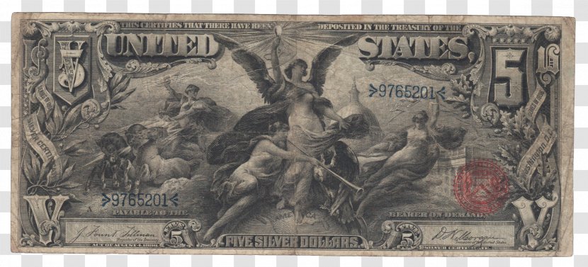 Silver Certificate Educational Series Banknote United States Five-dollar Bill Dollar - Money - Paper Transparent PNG