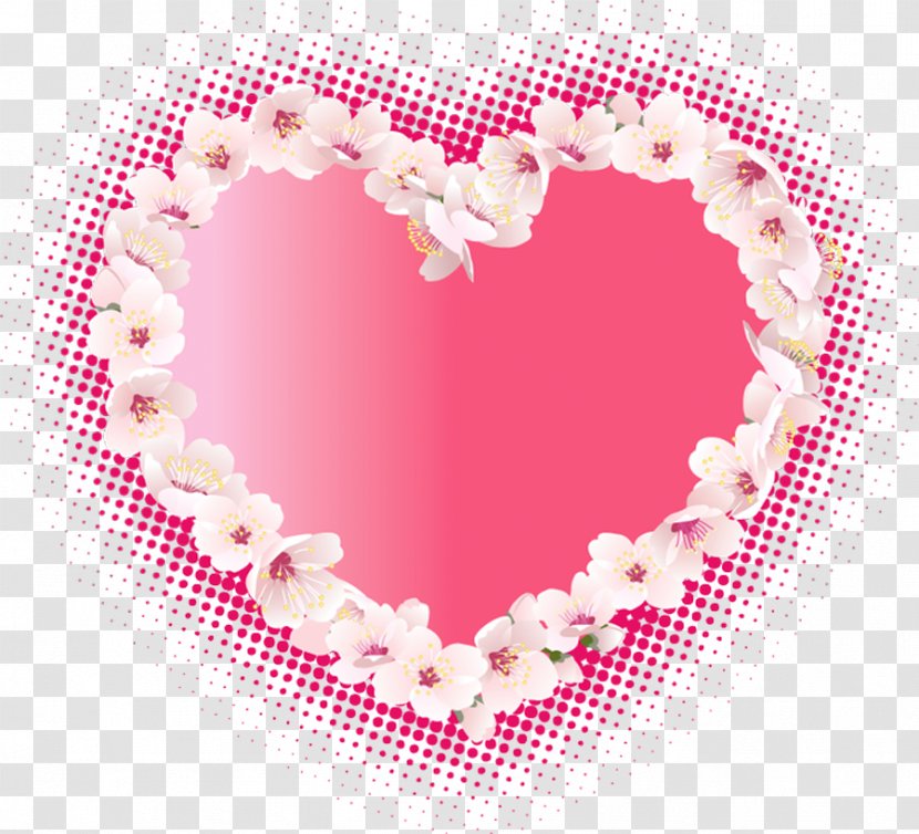 Flower Heart Clip Art - Silhouette - Pink With Flowers Clipart Transparent PNG