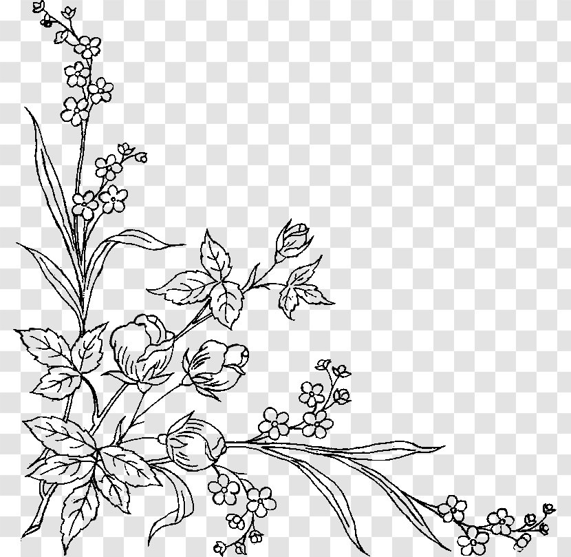 Floral Design Black And White Art Pattern Transparent PNG