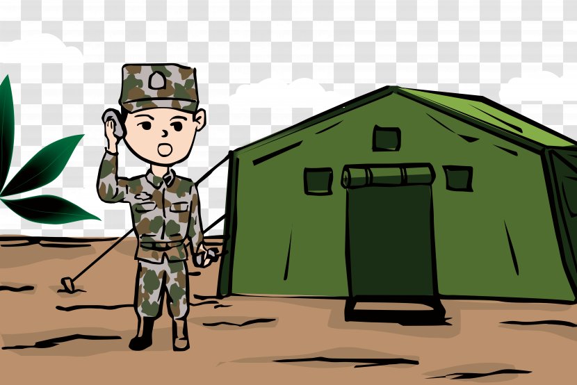Cartoon Military Camp Camping - Training, Summer Camp, Scenery Transparent PNG