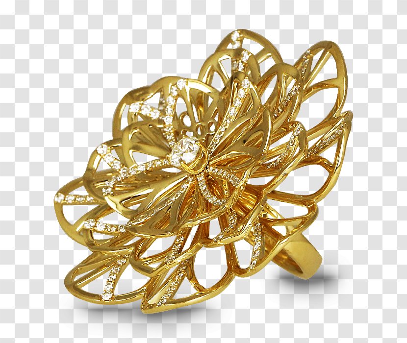 Ring Gold Brass Brooch 01504 - Fashion Accessory - Pave Diamond Rings Women Transparent PNG