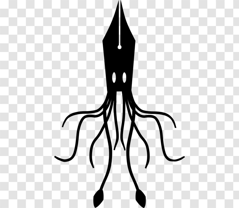 Squid Silhouette Clip Art - Black Transparent PNG